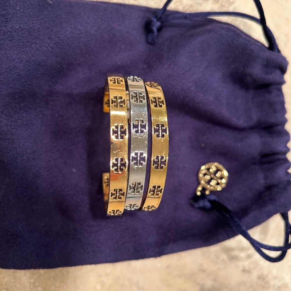 Tory Burch T Logo Cutout Cuff Bracelets
